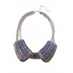 Royal Knight Sapphire Smokey Crystal Encrusted Collar Necklace